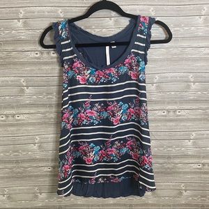 🐝 Lauren Conrad Striped Floral Racerback Tank